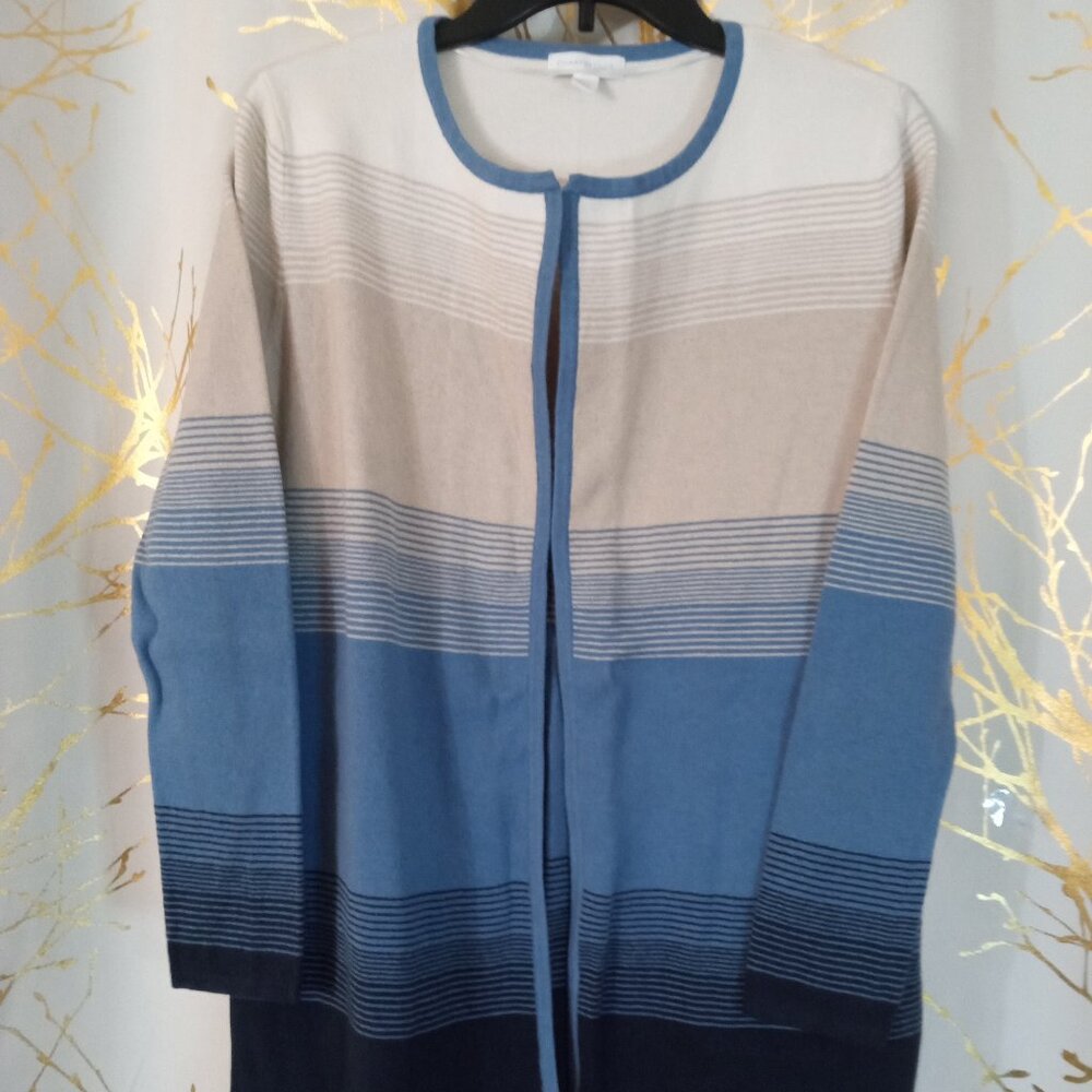 Multi color cotton cardigan, Blue and Beige.  Charter Club size M, New